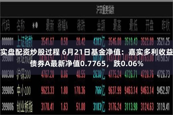 实盘配资炒股过程 6月21日基金净值：嘉实多利收益债券A最新净值0.7765，跌0.06%